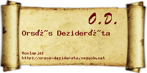 Orsós Dezideráta névjegykártya